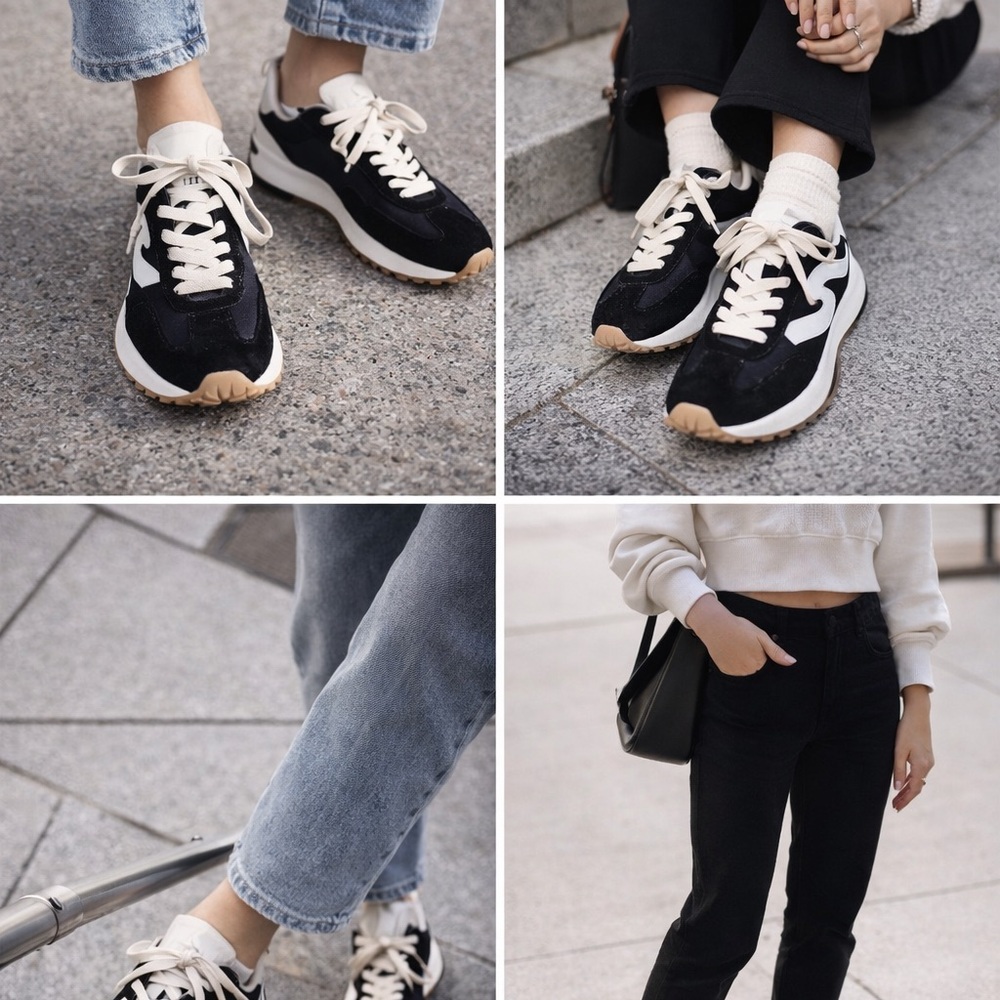 Steve Madden Black & Cream Retro Runner Sneakers